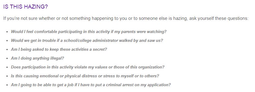 What Hazing Looks Like
Find out more at hazingprevention.org/home/hazing/fa…
#SpeakUp #StopHazing