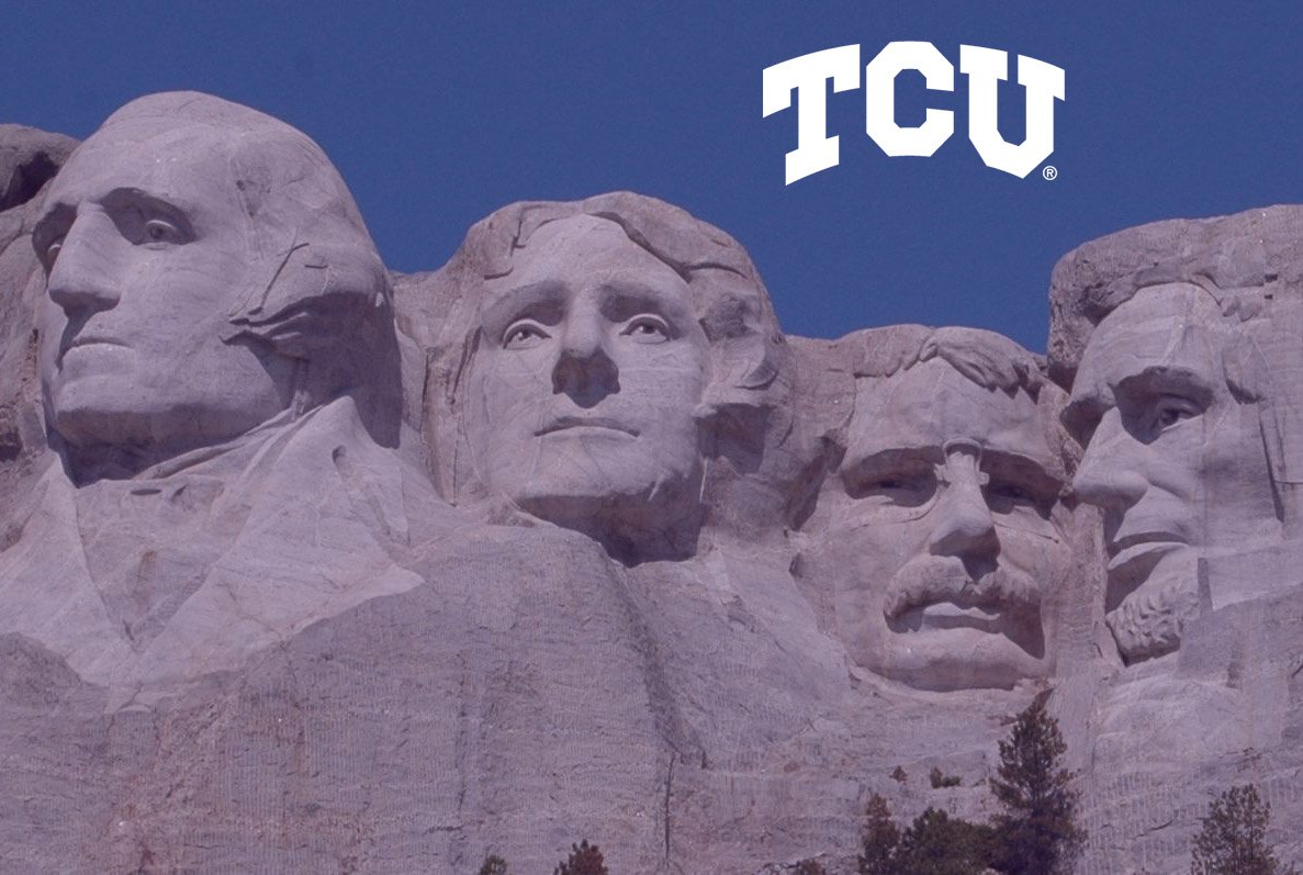 TCUAlumni's tweet photo. In honor of Presidents Day, tell us who are the 4 members of the @TCU community you would put on a Horned Frog Mt. Rushmore? https://t.co/e0hYIZfSmP