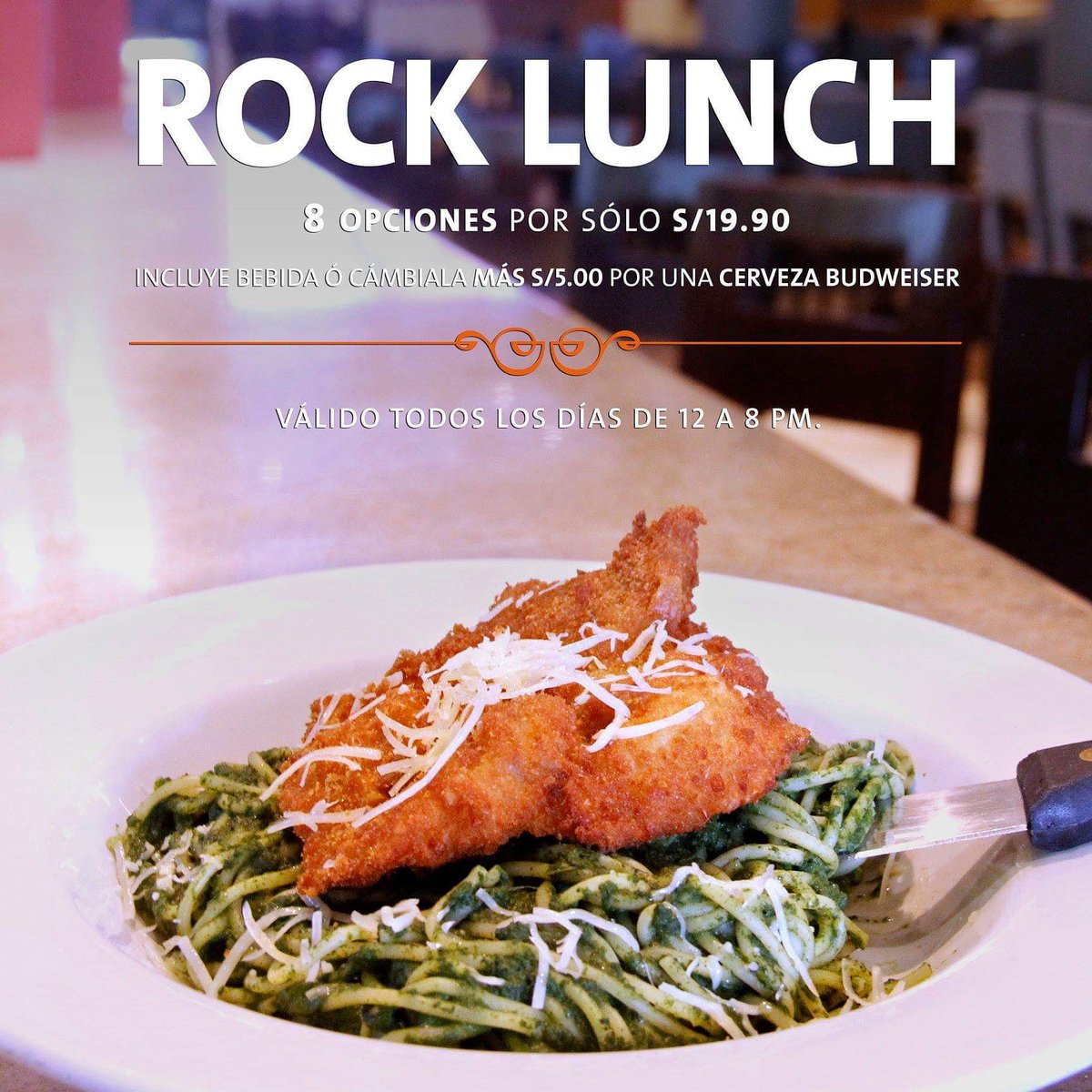Nuestro #RockLunch está disponible todos los días! Tenemos 8 opciones por solo S/19.90 e incluye bebida 🤯! 
#ThisIsHardRock #HardRock #HardRockCafe #HardRockCafeLima #HRCLima #Rock #Lunch