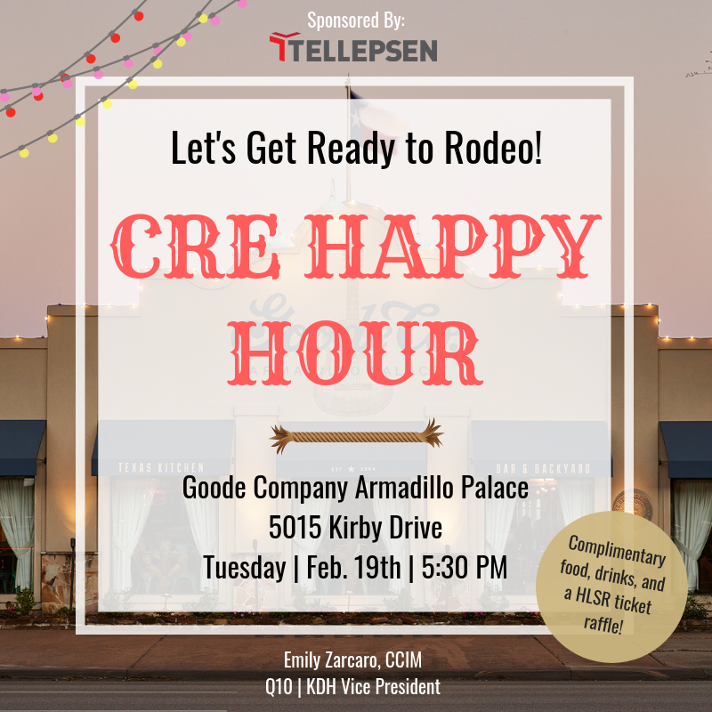 It's not too late to join us for happy hour tomorrow night! conta.cc/2DRULMF

#cre #happyhour #houstoncre #goodcompanyatgoodecompany #holyguacamolebar