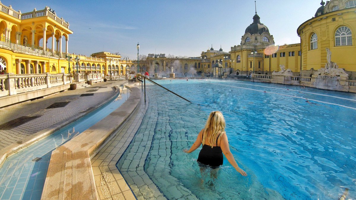 pip_says's tweet photo. When visiting #Budapest you have a soak in the iconic Szechenyi Bath! It's the biggest &amp; most popular thermal bath here with whirlpools, jets &amp; sauna. Unwind in picturesque natural hot spring spa baths &amp; feel your cares melt away! Where's your fave place for a spa #travel fans! https://t.co/mQDLWAb7wb