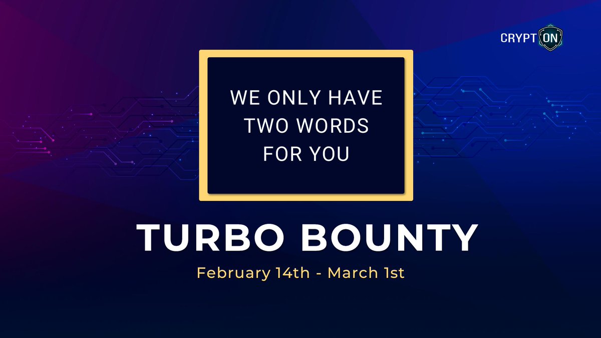 Dear Crypt-ON community, we've updated Crypt-ON Turbo Bounty tasks!
Read more here - medium.com/@Crypt__ON/upd…