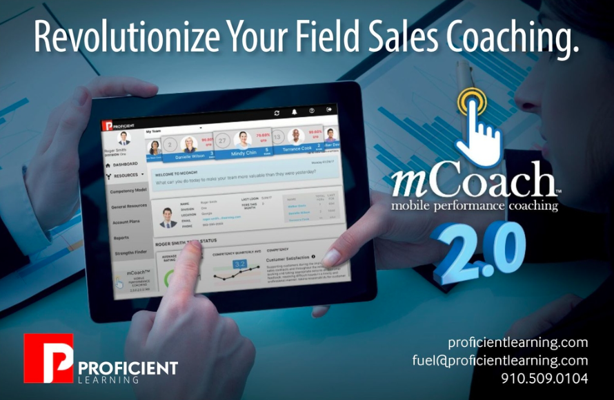 ProficientLearn's tweet photo. We’ve found that sales managers actually enjoy #coaching if you simplify the process and give them the tools to make it work. Contact us for a demo of #mCoach and experience the difference. https://t.co/G9XYvBXNVM #SalesCoaching #MobileCoaching #PerformanceCoaching https://t.co/V9Q2K1zP32