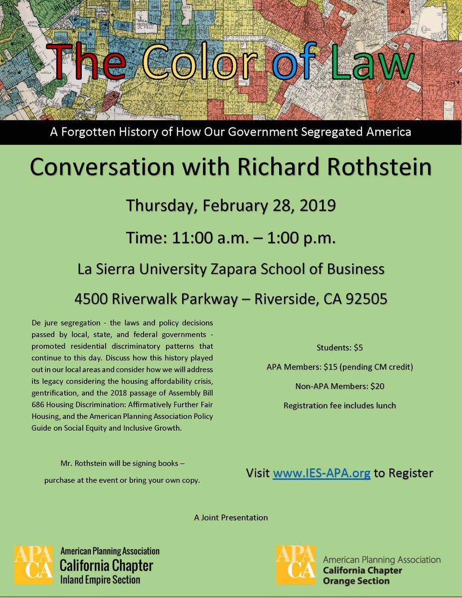 APA_Orange's tweet photo. ***This is an APA IE and OC event. We are sharing because Richard Rothstein's work is of interest to our OC YIMBY network.***
Event link is here: https://t.co/OQYbWBoWK9 https://t.co/G0HoL2cJ5X