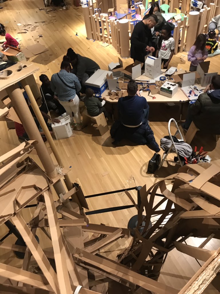 CGawNPHSArt's tweet image. Lots of action @IndianaMuseum on #PresidentsDay ! #cardboardengineering exhibit getting a full #handsonlearning workout! W/ @sceart1