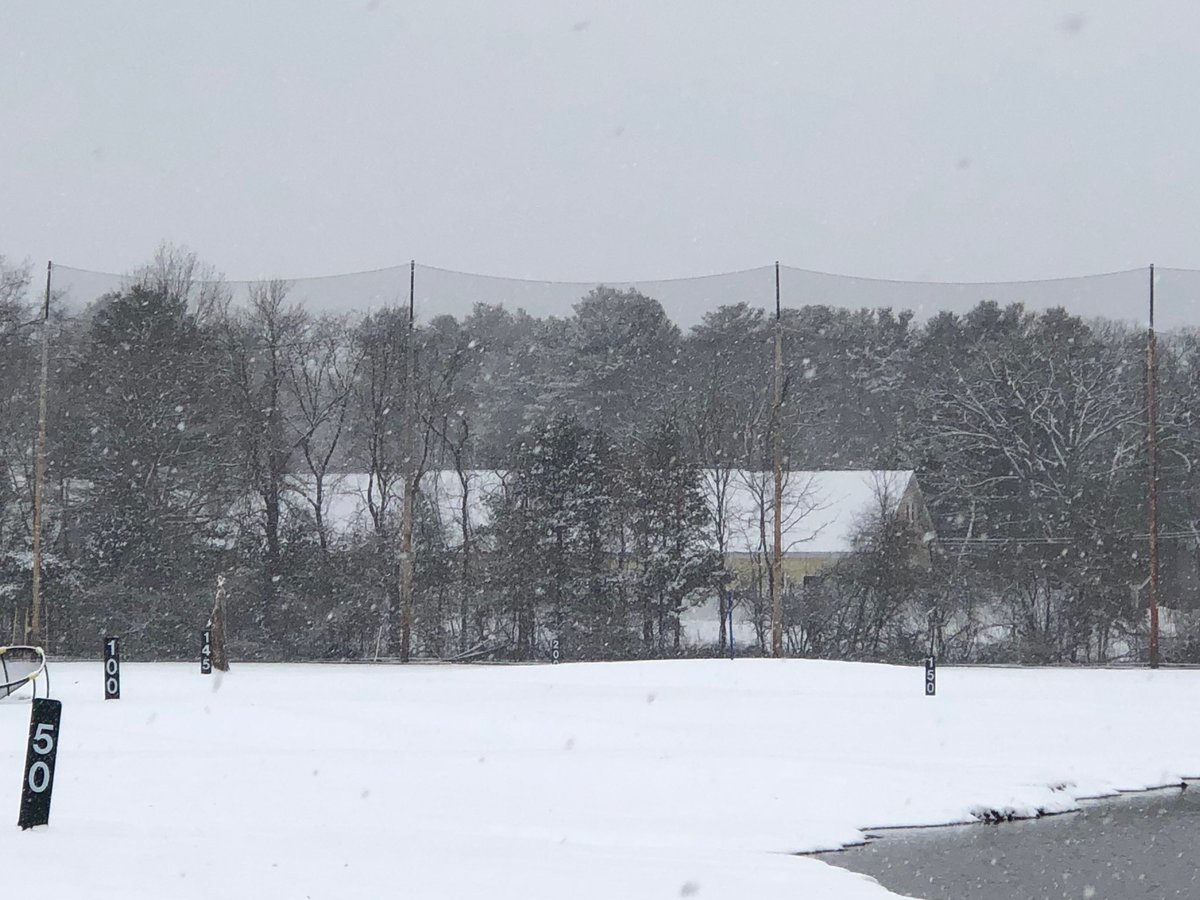 Presidents’ Day at the driving range in New England:  a bunch of balls in the snow; a few on the frozen pond.