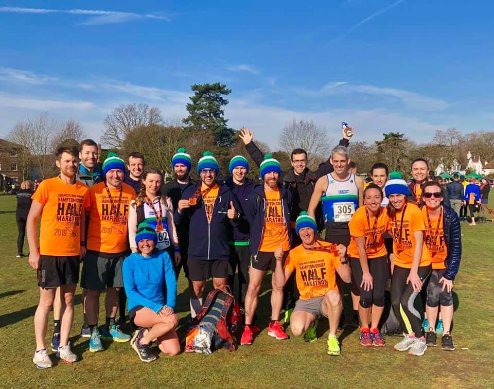 Just a few of our mob at yesterday's  #HamptonCourtHalf. Almost 100 Chasers ran and many PBs were smashed! Well done all #smashingit #marathonseason