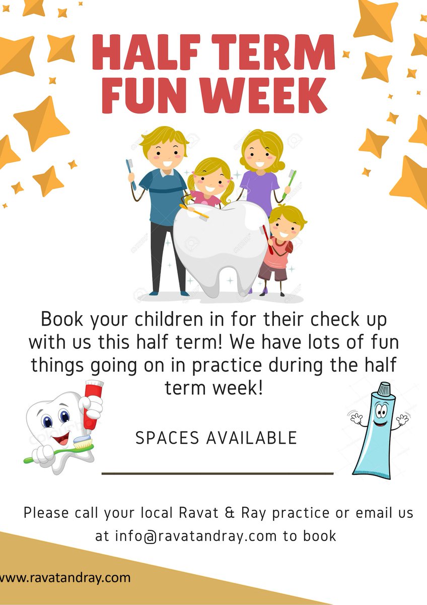 RavatandRay's tweet photo. We have lots of fun activities going on in practice during the half term week! Contact us at our Ormskirk, Fitton Hill, Chadderton and Bradford practices to book your children in for their check up and one of  our team will be happy to help with an appointment. https://t.co/WnmKlEkxjq