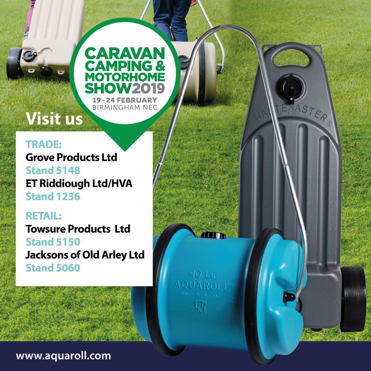 ✨ SHOW EXCLUSIVE ✨ The new Aquaroll and Wastemaster ECONOMY products will be on sale tomorrow at the <a href="/CaravanCampShow/">Caravan, Camping & Motorhome Show</a> ▶︎ For retail enquiries visit Grove Products Ltd and ET Riddiough Ltd. 
▶︎ To buy yours at the show, please visit Towsure or Jacksons of Old Arley