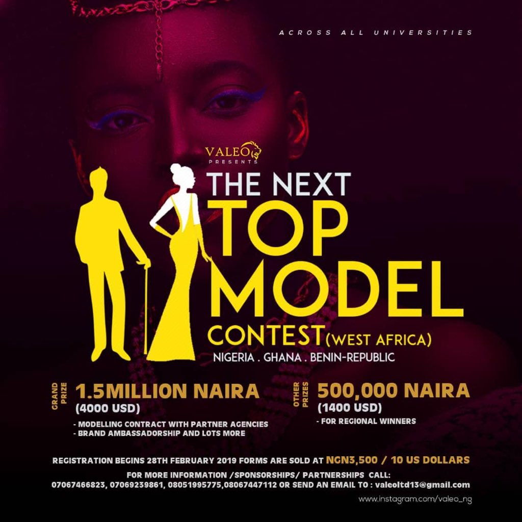 valeo_ng's tweet photo. We at VALEO don’t postpone😉
we mean business this year! follow @valeo_ng for updates because #TheNextTopModel is coming to a school near you!

We are coming in search of the Next Top Model West Africa🇳🇬🇧🇯🇬🇭
ANTICIPATE‼️
#TheNextTopModel19 #TheNextTopModel #NTM19 https://t.co/XKhGdJdgyo