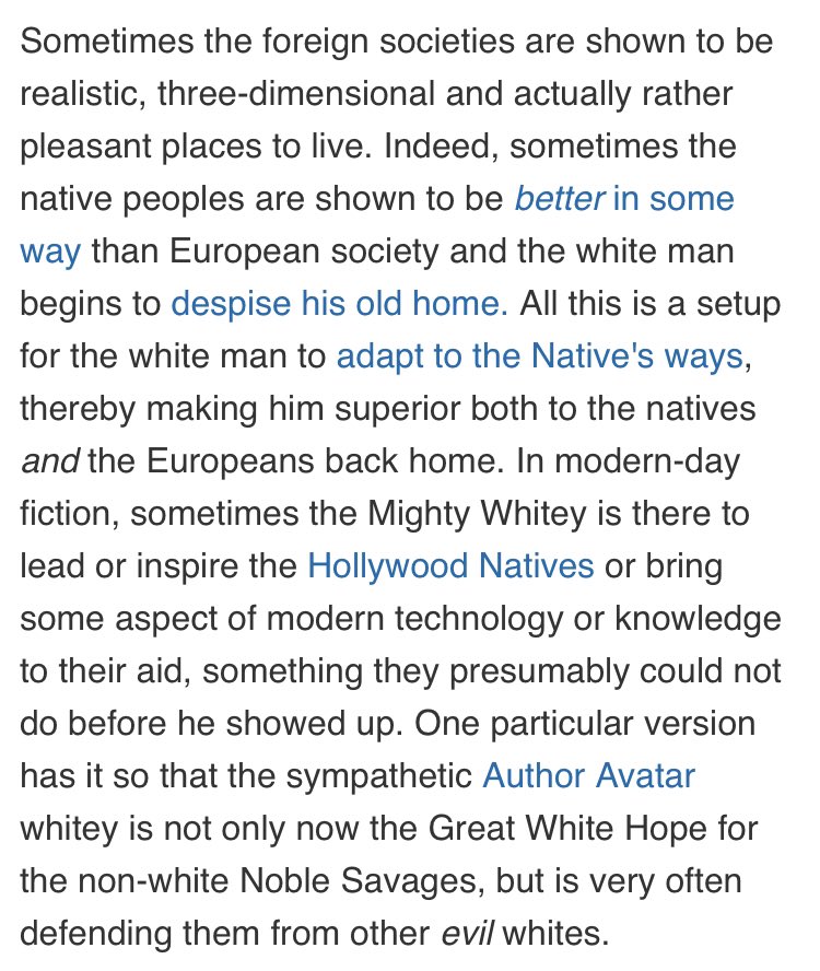 For what it’s worth, here’s a link to the TV Tropes entry for “Mighty Whitey,” and below are what I think are the most relevant excerpts (especially the last one). It’s DUNE!  https://tvtropes.org/pmwiki/pmwiki.php/Main/MightyWhitey