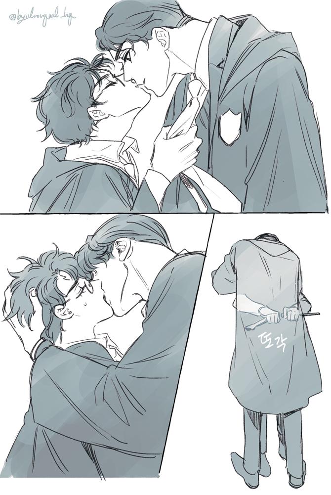 byulrorqual_hq's tweet image. 리퀘박스) 해리가 뽀뽀하는 척하면서 리들의 지팡이를 부러트려버리는 리들해리 #TMRHP