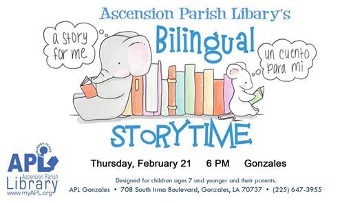myAPLibrary's tweet image. Expose your child to a new language in a fun and age-appropriate setting. Bilingual Storytime is an exciting and interactive 30-minutes of stories, songs, and active play, followed by a fun and easy craft, presented entirely in English and Spanish. 
More: buff.ly/2SJ1tij