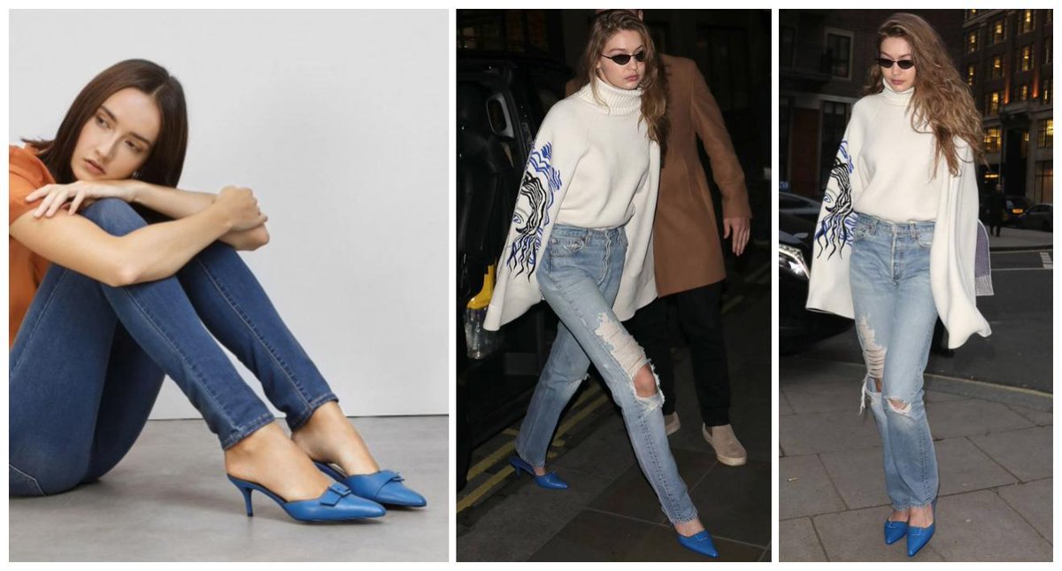 #Spotted <a href="/GiGiHadid/">໊</a> stepping out at <a href="/LondonFashionWk/">London Fashion Week</a> wearing Charles &amp; Keith Blue Heels. Details here spotted.tv/spots/gigi-had…