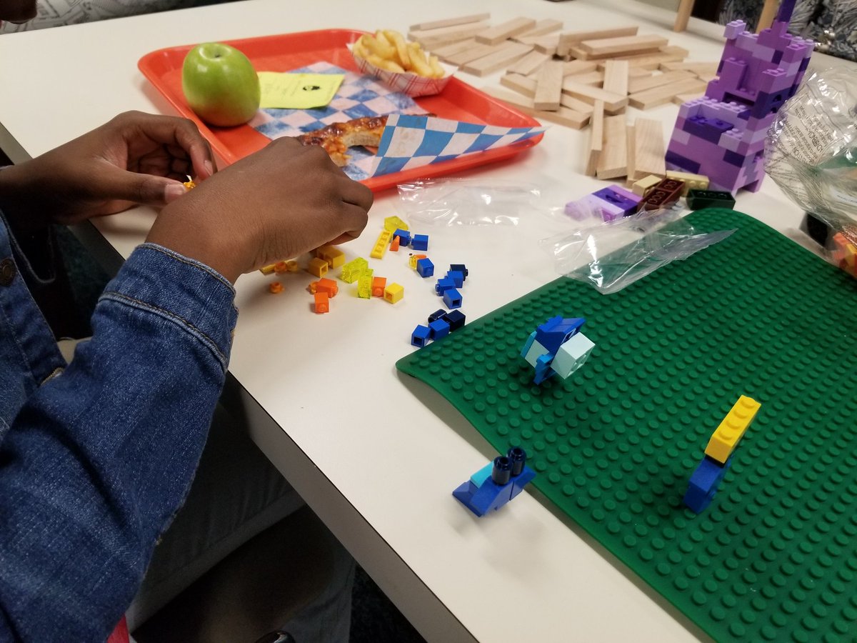 aboyd_steam's tweet image. It was &quot;Legos and Lunch&quot; today in the @JohnRolfeMS library for Makerfest Monday. Students chose to work with legos, color bookmarks &amp;amp; pages, play board games &amp;amp; build with Keva planks. It was such a success that this event will happen every two weeks. #makerspace #lego #kevaplanks