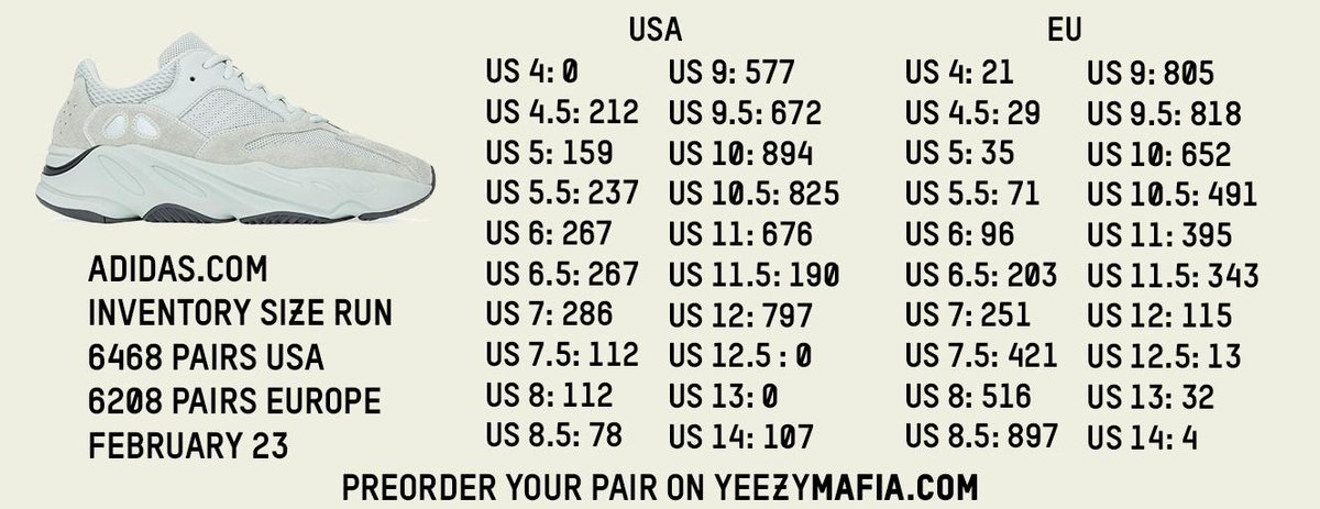 yeezy boost 700 v2 size chart