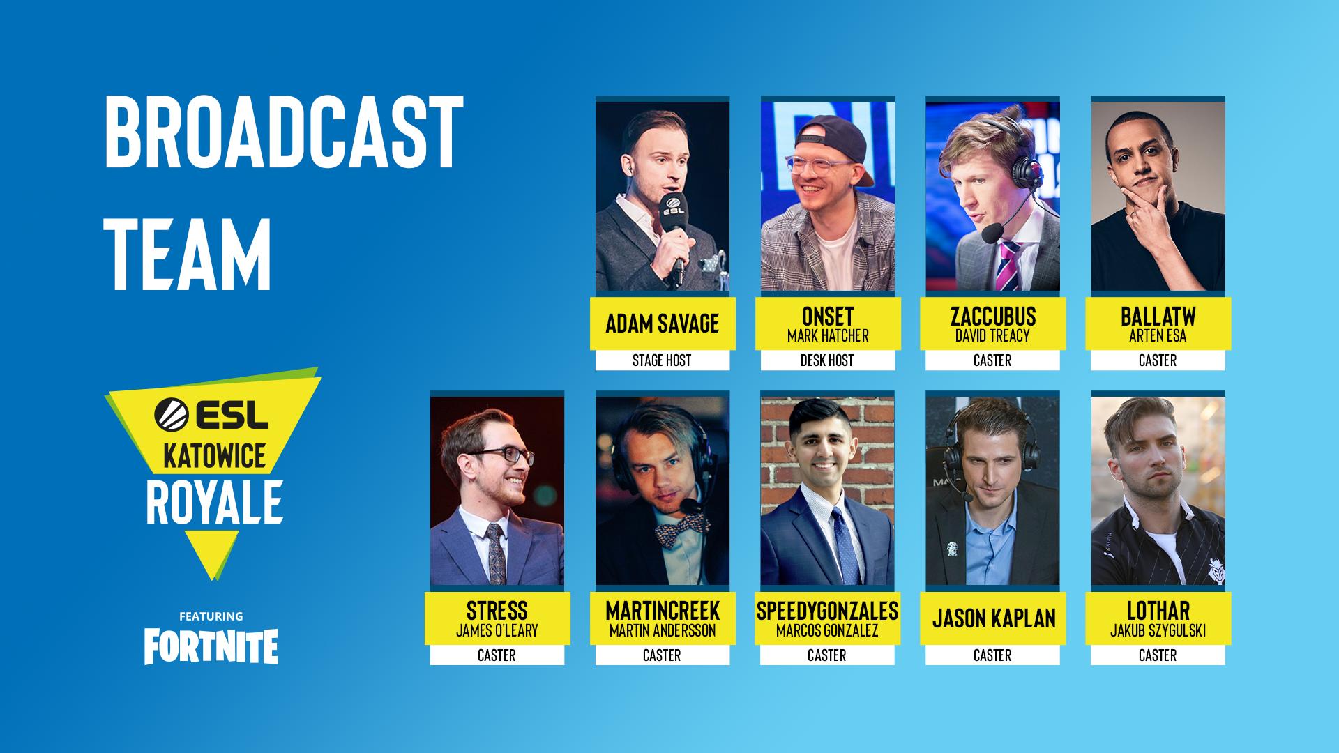 esl fortnite date - broadcast team  broadcast team - esl fortnite date