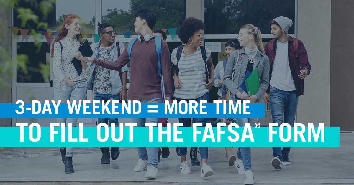 FAFSA's tweet photo. Extra time on your hands during #PresidentsDay? Good. Fill out the FAFSA form 👉 https://t.co/wdDmg7cr0I https://t.co/8CJxaejoUU