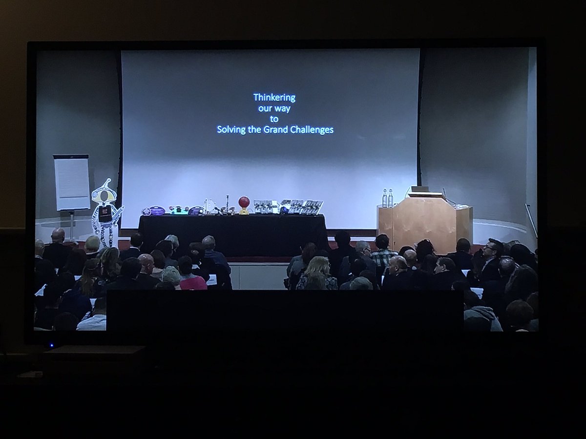 FunSizeSuze's tweet photo. Want to get everyone that is tweeting from the first few rows of @EngineerDG’s #FaradayLecture at the @royalsociety to turn around and wave at the camera before the lecture starts! https://t.co/LwkypIfMnl