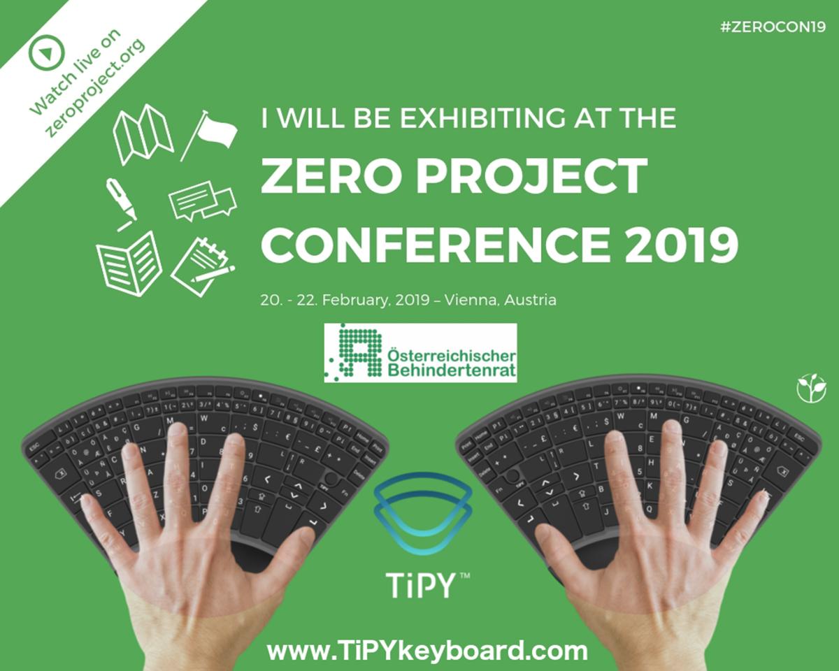 TipyKeyboard's tweet photo. TiPY Keyboard is happy to be at the ZERO PROJECT CONFERENCE 2019!!! #ZeroCon19 #barrierefrei https://t.co/gpCCP1Ygrg