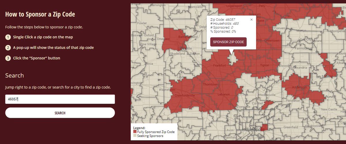 We have a hole in our map that needs a sponsor!  If you feel led, 46057 is the only zip code in the general area in this picture without a sponsor.  Check it out online to find out how to sponsor a zip code!
crossamerica.net/get-involved/s…