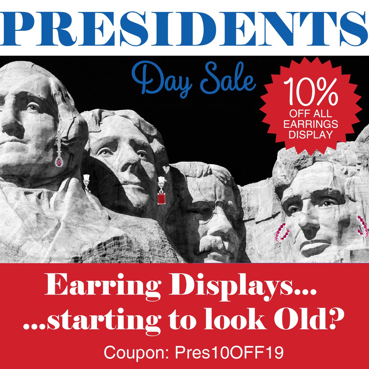 Your 10% off is here! #PresidentsDayDeal click her for coupon allurepack.com/discount/Pres1… #sale #earringDisplays #jewelryDisplays #5colors #presidentsSale #FineJewelry #goldJewelry #SilverJewelry #1weekOnly #studs #hoops #huggies #JewelryStore