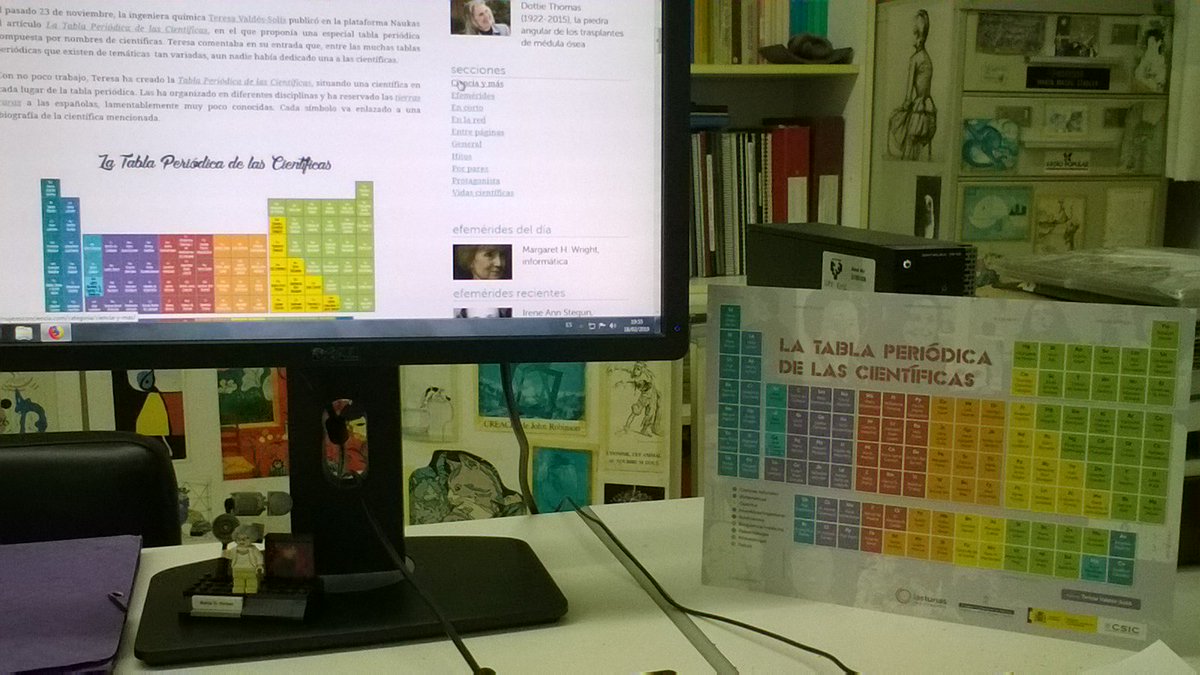 MartaMachoS's tweet image. ¡Qué contenta se ha puesto Nancy Roman (la #elementa 108)! ¡@tvaldessolis nos ha mandado varias tablas periódicas de las científicas en papel! Muchas gracias. 😊
mujeresconciencia.com/2019/01/01/la-…
