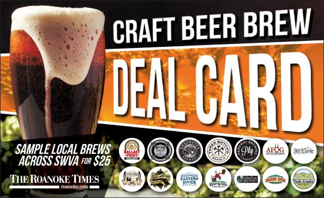 We worked hard to bring you the BEST deal around so you can try the BEST breweries in the Roanoke and New River Valleys! Each card comes with credit to spend at the brewery and a one-of-a-kind souvenir.
bit.ly/2X8vC9k