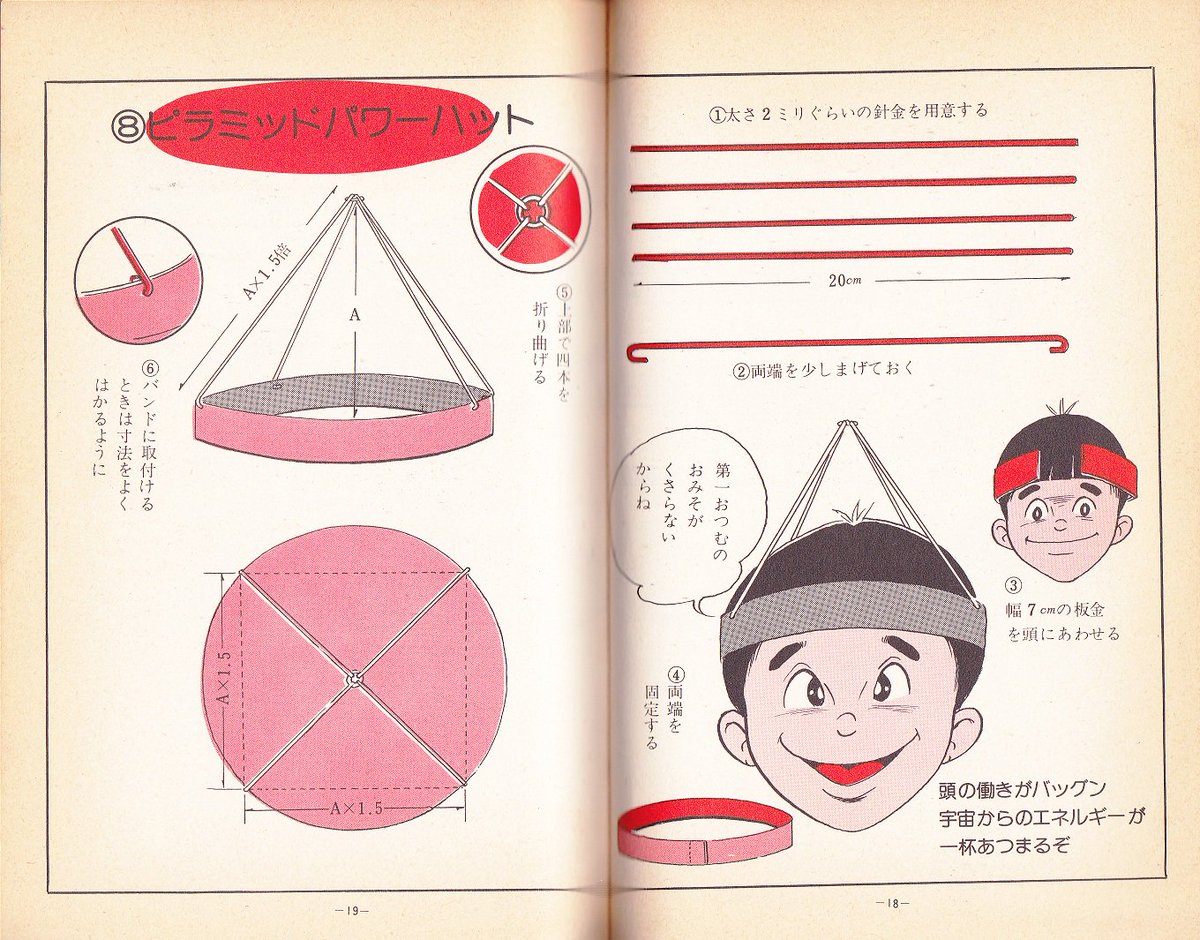 妖奇七郎 一休ちゃんでありんす V Twitter ピラミッドパワーブーム当時は子供向けのみならず 青年誌でもピラミッドハットの作り方を記事にしていました