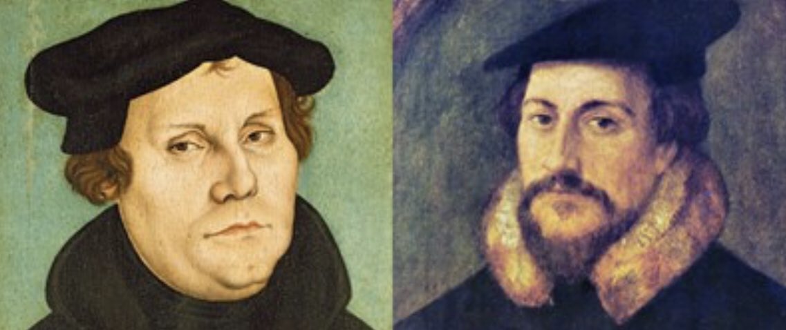  #DecenteringWhiteness in  #WhiteEvangelicalism would mean moving Luther/Calvin from center of orthodoxy; recognizing they were European men in slaveholding empires, trying to understand text written by colonized people. Not erase just decenter. 14/  #LiberatingEvangelicalism