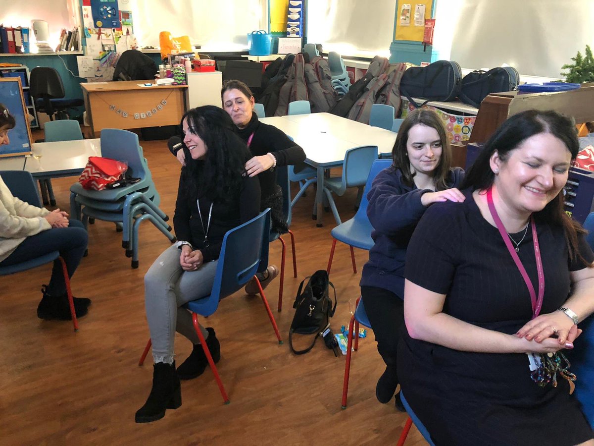 WBurghPrimary's tweet photo. Our support staff enjoyed a well deserved well-being session at Lunchtime! #massageinschools #welldeserved #bestsupportteam https://t.co/jO16mcNkk5