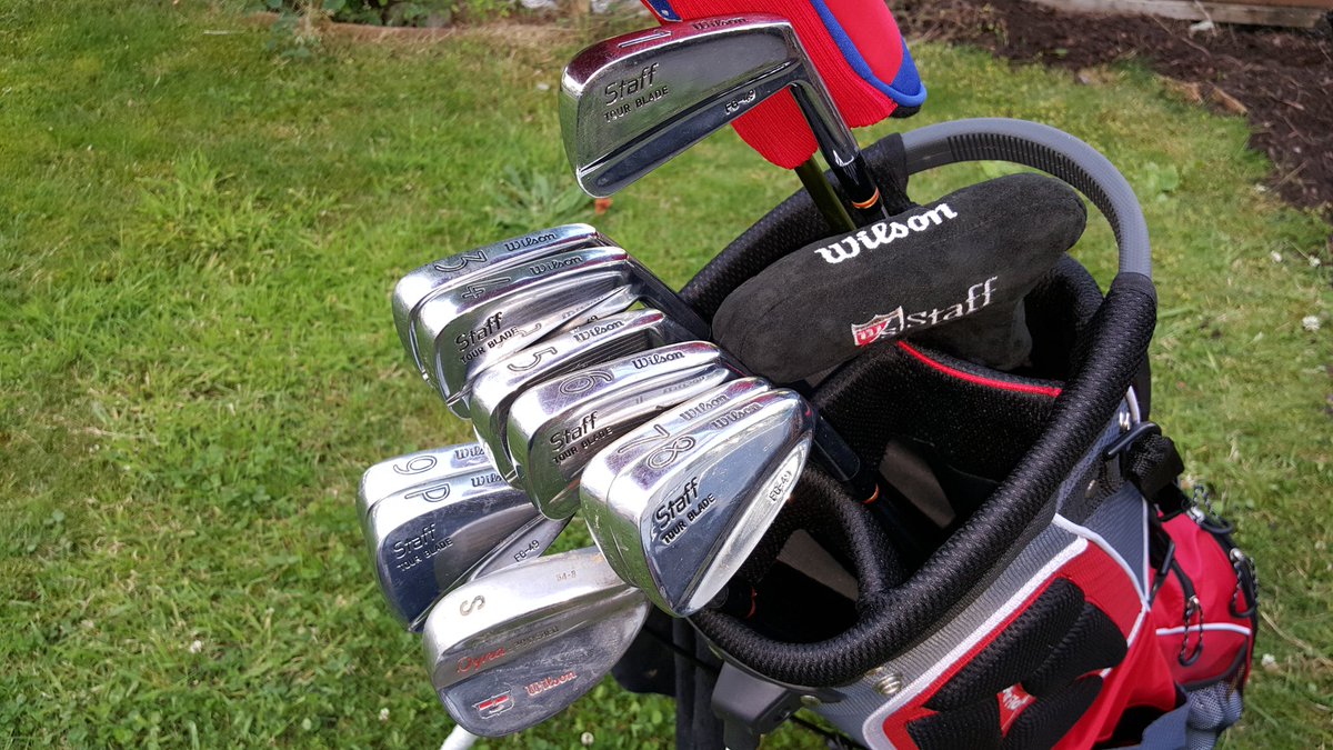 @golfspybarbajo @WilsonGolf @MyGolfSpy @ClendeninMike @WilsonGolfPres @CoreyRHolloway Looks like my bags at home... #FG49Irons #Putter8813 #M3Driver #DynapowerWedges