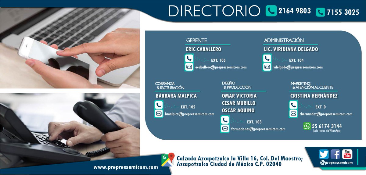 prepressemicom's tweet photo. Recuerda que puedes comunicarte de forma más directa al área que necesites➡️☎️ 🔎Consulta nuestro #DirectorioTelefonico #PrepressEmicom https://t.co/RVHpnpjQoF
