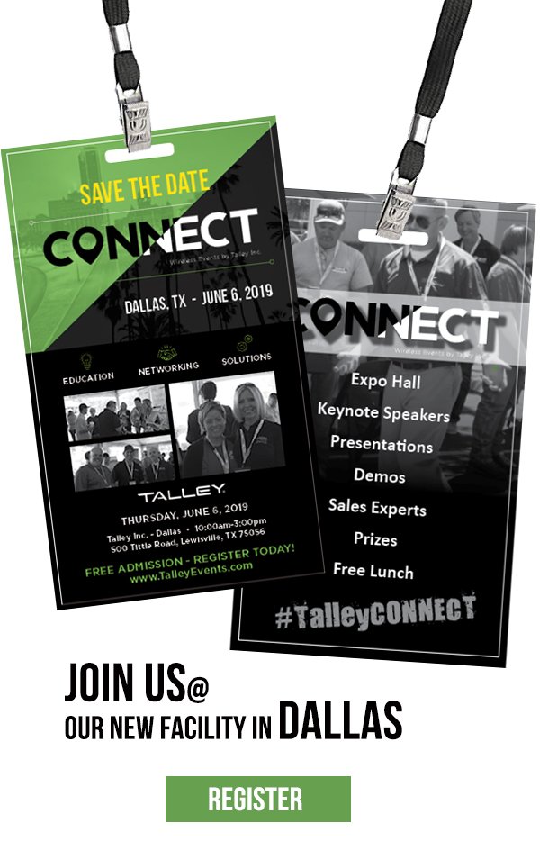 TalleyLLC's tweet photo. We are 3 months away from #TalleyCONNECT in Dallas. This event includes leading manufacturers, guest speakers, and application presentations specific to the #wireless industry. Register Today! https://t.co/QU91s1aVxg https://t.co/CAlpbamnmA