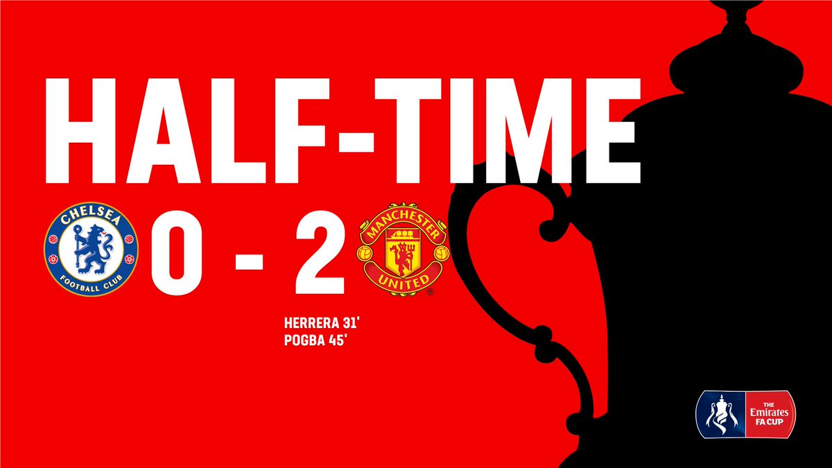 HT: @ManUtd lead by 2โฃ goals as we head into the break.