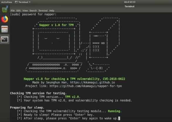 Totocellux's tweet image. #Napper: A #TrustedPlatformModule (#TPM) #Vulnerability Checker - bit.ly/2DQSscN-Ttx @priyanshu_itech via @HOCupdate 
➡️
CVE-2018-6622
#BIOS
#CyberDefense
#Linux
#macOS
#Windows
#InfoSec
#ACPI
#Vulnerabilities
#BitLocker
#DMCrypt
#TrustedBoot
#tboot
#OpenCIT
#CyberSecurity