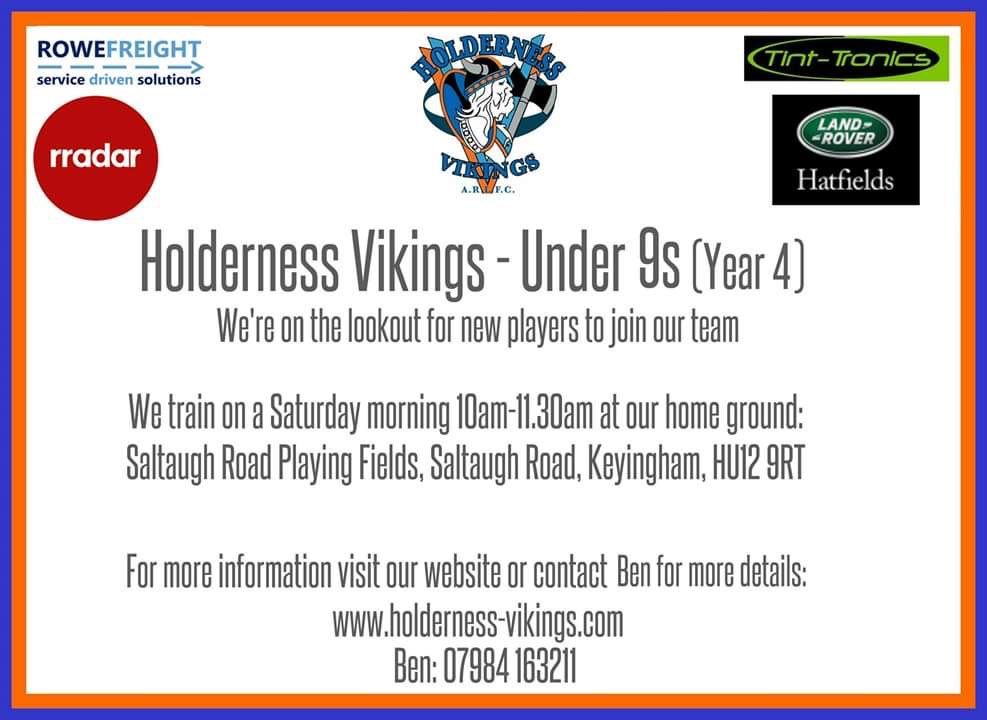 Looking for a few new players to add to our U9s squad <a href="/HVikingsYouth/">HoldernessVikingsYth</a> #UpTheVikings <a href="/HU12net/">HU12net</a> <a href="/HedonBlog/">Hedon Blog</a> <a href="/SeasideFM/">105.9 Seaside FM</a> @Holderness_News <a href="/HoldernessNews/">Holderness & Hornsea Gazette</a>