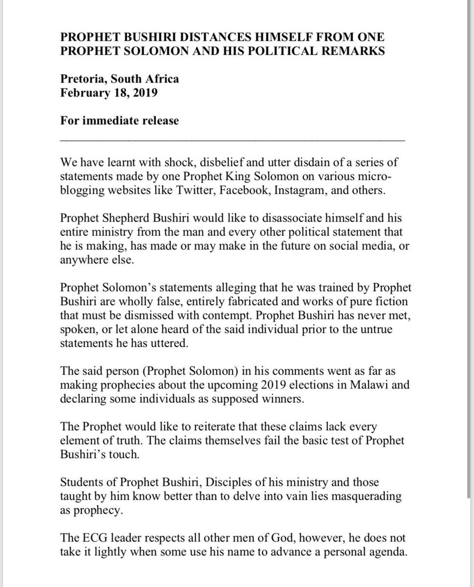 iAmKudaMaynard's tweet photo. For Immediate Release: Statement from @psbushiri https://t.co/CijAK8Boxw