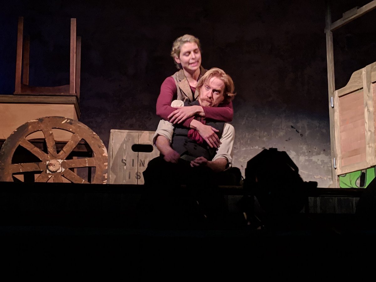 ImprovCowboy's tweet photo. Bear Grylls comes back to find that Dirk has given up on their alcohol limits, he's had far too much. As they reminisce and exchange "I love you"s, he slips away in her arms https://t.co/D246wc2bOF