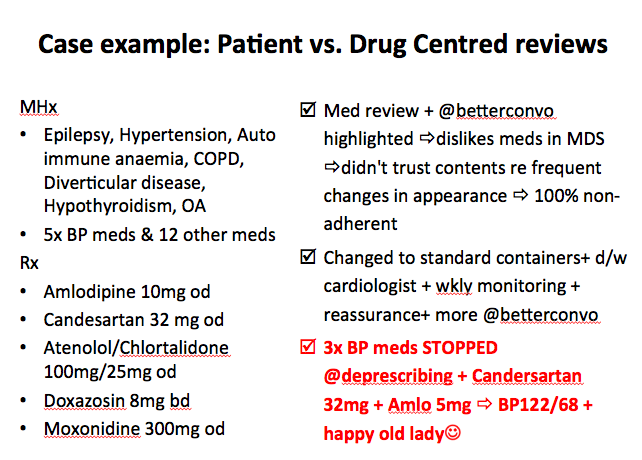 LellyOboh's tweet photo. Agree @HomePharmExeter -Little or no pt involvemt in med rev =😟 https://t.co/70HGmapb2n
e.g 77 yo w uncontrolled hyperT, BP198/103, sees cardiologist. #Geripharmacist m/r at home
LESS >MORE, If @betterconvo+ Ask +Listen +@MDT working
@deprescribing @PolypharmacySIG @elizbeech https://t.co/aL5NMRZTec