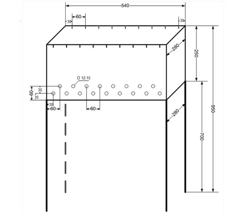 эскиз мангала с размерами