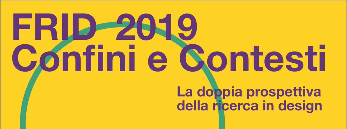 forumFRID's tweet image. CALL FOR PAPERS
FRID 2019
Confini e Contesti. La doppia prospettiva della ricerca in design
18-19.11.19
tinyurl.com/y55ncutp 

Venezia, 18-19 novembre 2019
Scadenza per la presentazione degli abstract: 18 marzo
frid.it
info@frid.it