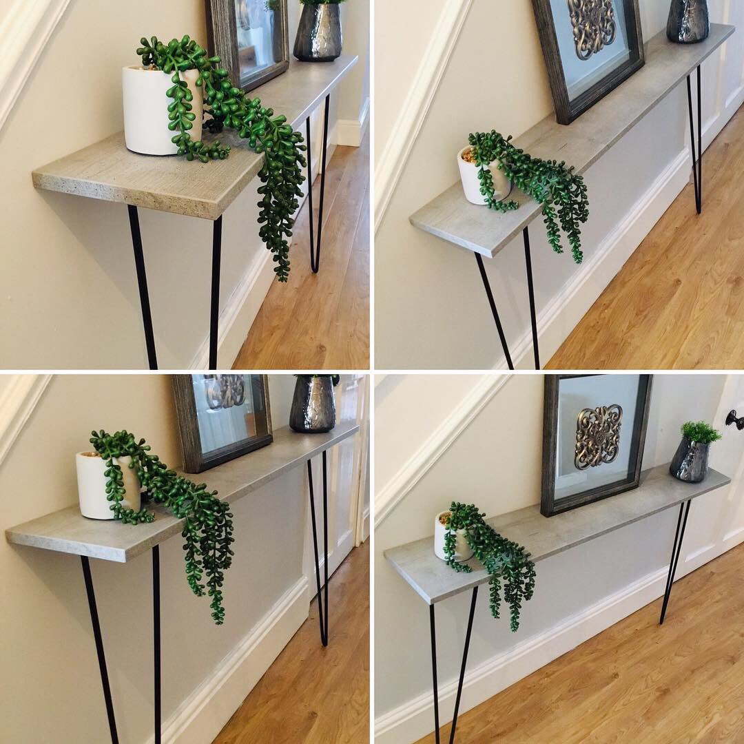 Our narrow console tables are ideal for hallways or smaller spaces just like this one in a light grey concrete effect. 

As with all our furniture these are available in any colour/finish and size. 
#hallways #madetomeasurefurniture #Interiors #Saddleworth #Oldham #consoletable