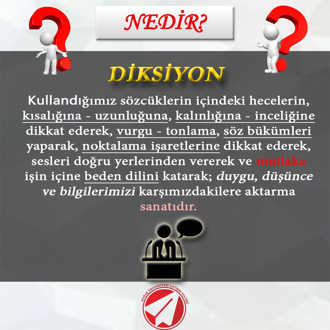 doucomm's tweet photo. Merrhaba İletişim Kulübü Ailesi 😍

Etkili konuşma sanatı için en temel unsurlardan üç önemli kavram olan; Diksiyon, artikülasyon, fonetik kavramlarını inceliyoruz. 🧐

Böyle bilgilerin devam etmesini istiyor musunuz?

#diksiyon #artikülasyon #fonetik #iletişim #doucomm https://t.co/fabxP936PZ