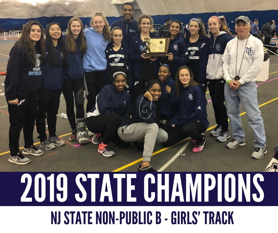 MCHSCrusader's tweet photo. The MC Girls’ Track team is unstoppable. Meet our 2019 State Champs! #GoCrusaders https://t.co/e8iOaUrmdC