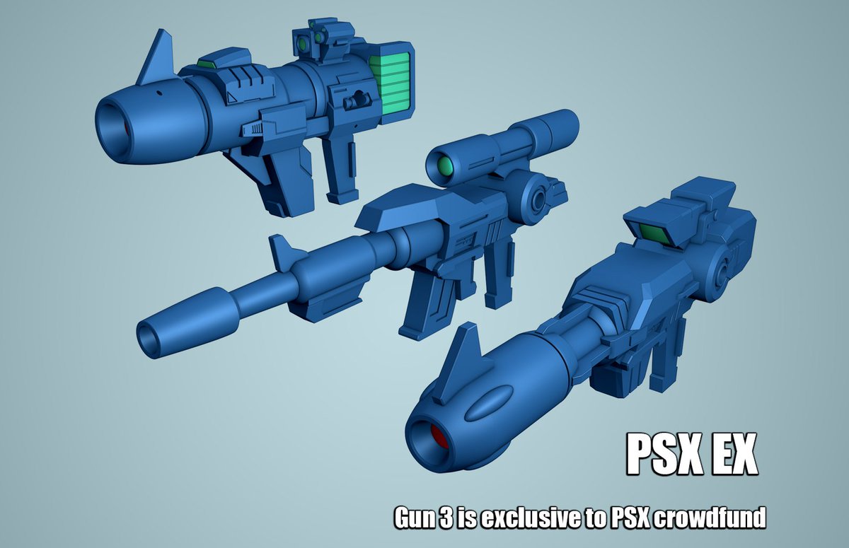 P_S_X_'s tweet photo. New renders showing off Mastermind Creations R-50 Supermax's 2 main weapons and the PSX crowdfund exclusive!

354/800 backers. 11 days to go. Add your support by clicking the link below!

https://t.co/jRdWF0BQ6A https://t.co/gpFox4xMUX