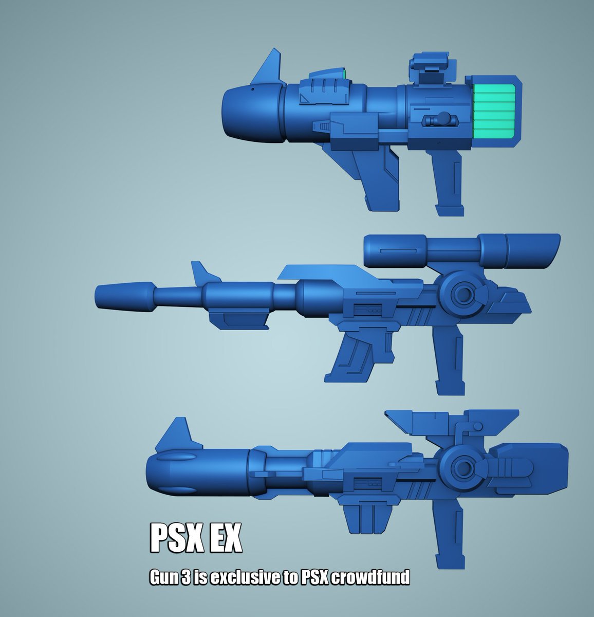 P_S_X_'s tweet photo. New renders showing off Mastermind Creations R-50 Supermax's 2 main weapons and the PSX crowdfund exclusive!

354/800 backers. 11 days to go. Add your support by clicking the link below!

https://t.co/jRdWF0BQ6A https://t.co/gpFox4xMUX