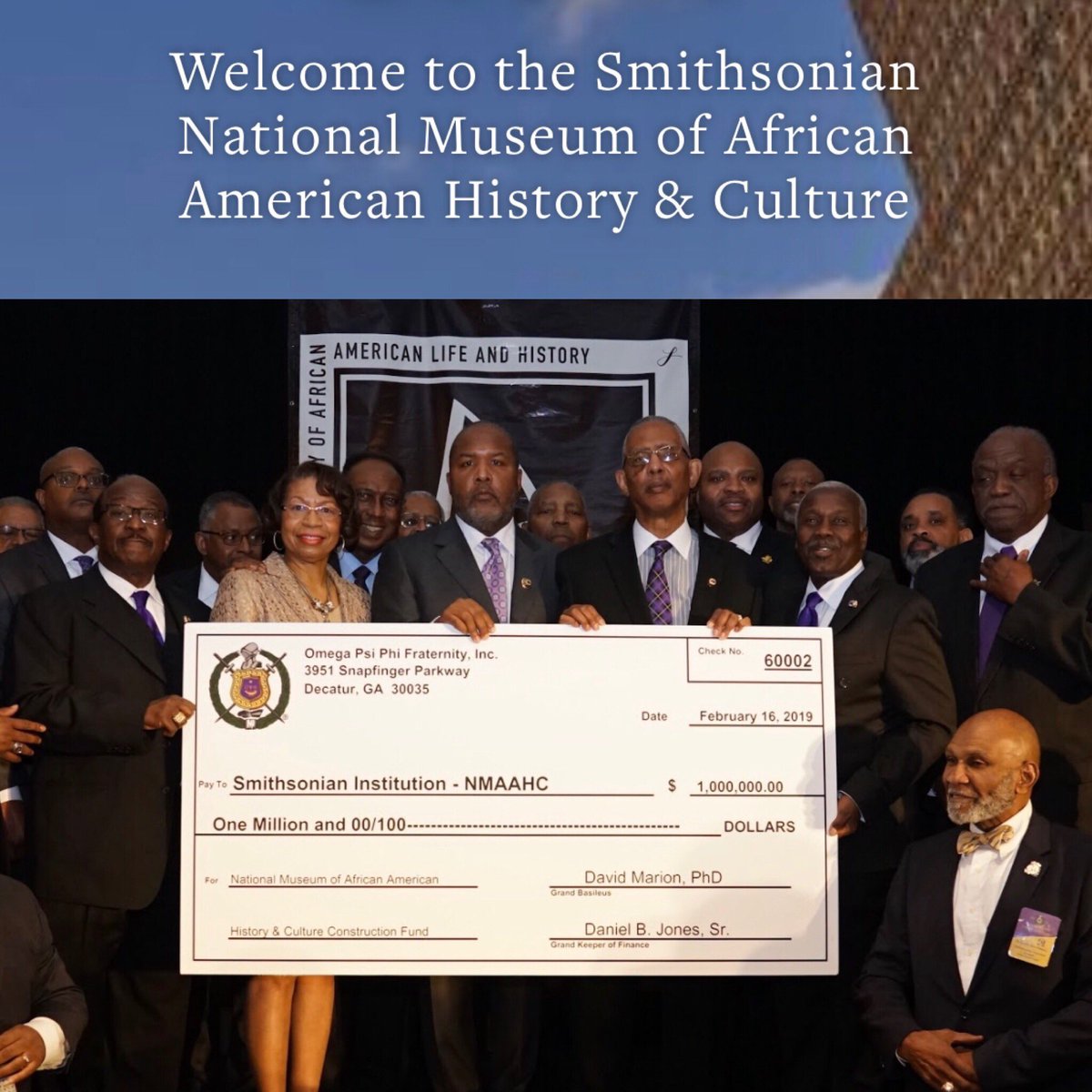 OfficialOPPF's tweet image. The Men of Omega finished our obligation....🙌🏽 $1,000,000.00💰donated to the Smithsonian’s National Museum of African American History &amp;amp; Culture. #trueomegaspirit #blackhistorymonth