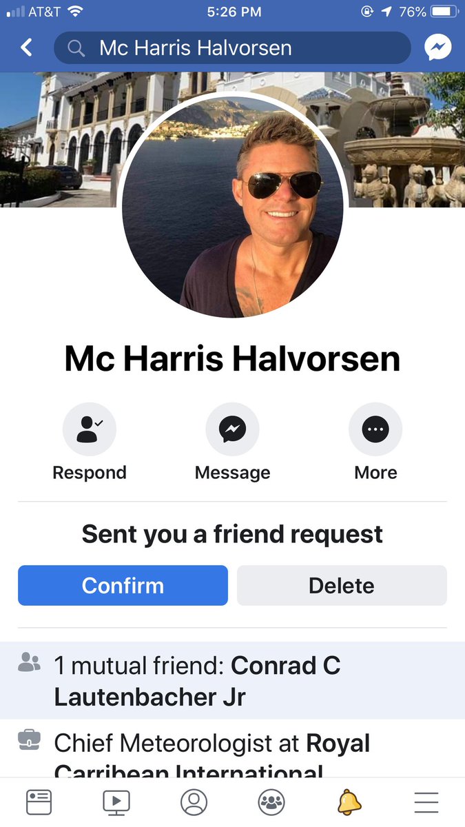 JamesVanFleet's tweet photo. I have arrived @HarleyCaptain!! After all the fake accounts of you and several of our @RoyalCaribbean colleagues, I got one! Sent to me by a friend, and the name used is also a friend of mine too. Captain Halverson ran the @NOAA_HurrHunter for awhile. #FakeJames #FakeHalverson https://t.co/nOlk4jpbAS