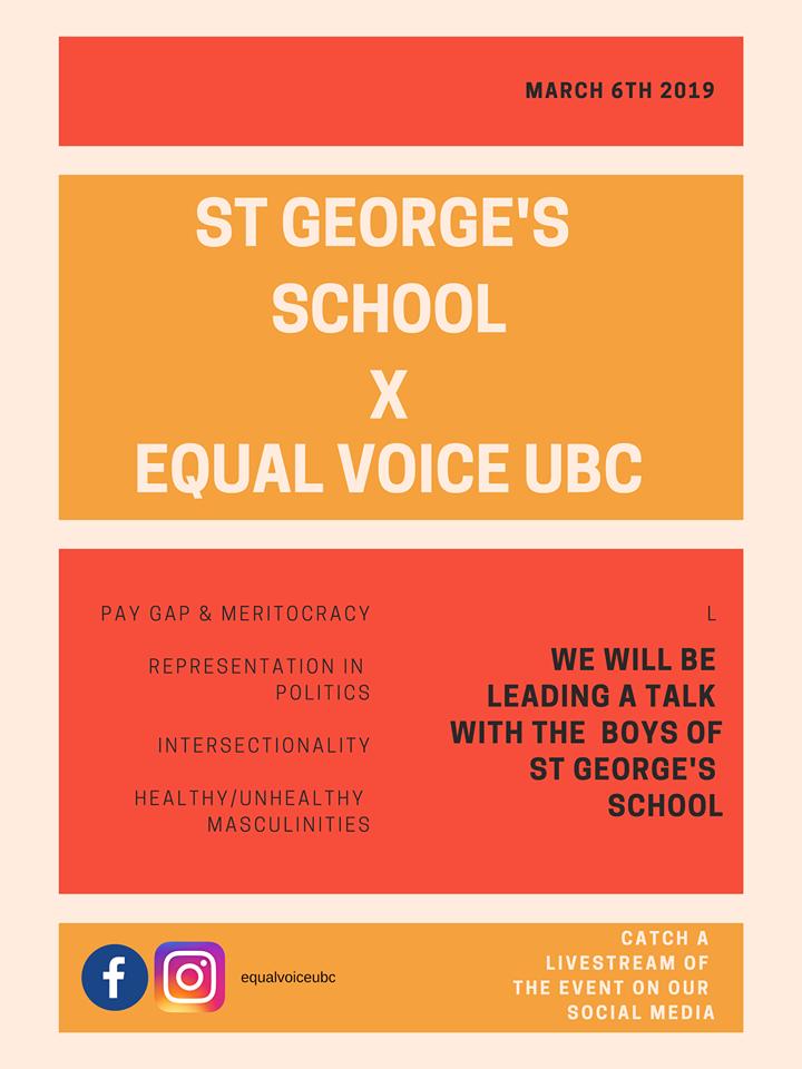 We are proud to announce our collaboration with <a href="/SaintsBC/">St. George's School</a>, a Vancouver-based boys school, on a talk about representation, meritocracy, intersectionality, and more. 
We will be sharing clips of the event as it happens. Make sure to check back in!